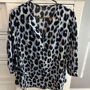 SHEIN Black and White Leopard Print Blouse